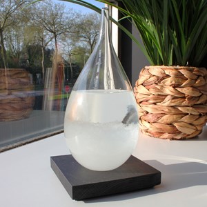 Baromètre fitzroy en verre et bois - prévisions météo déco