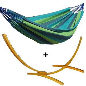 Set support en métal avec petit hamac bleu et vert