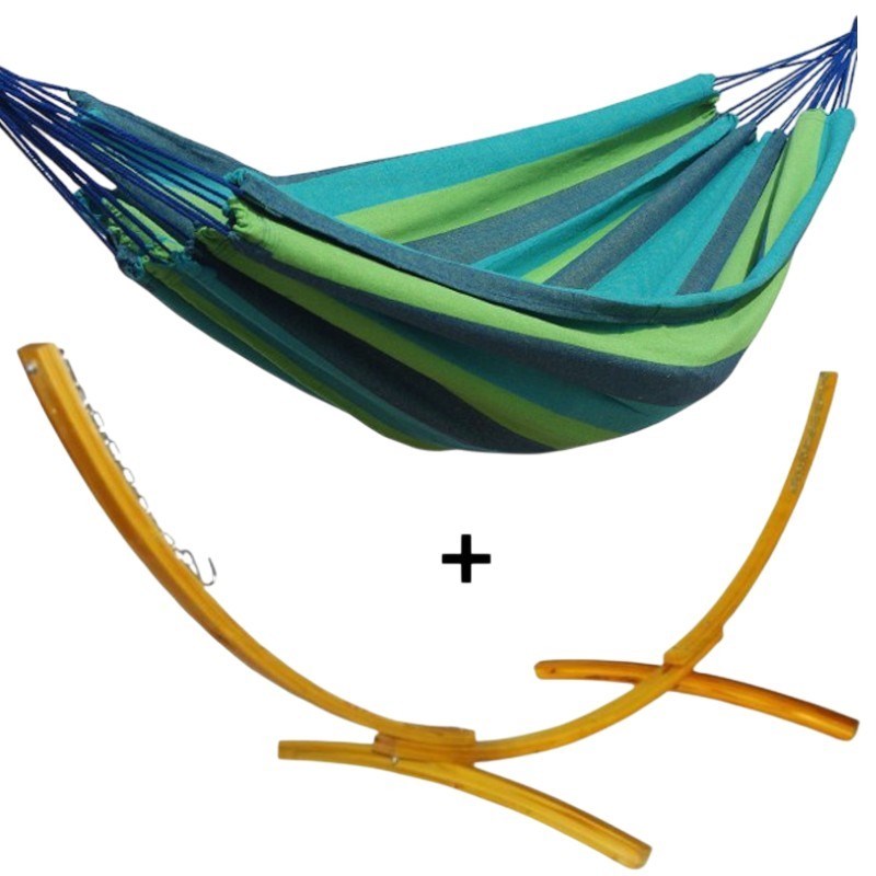 Hamac Détente - Set support en métal avec petit hamac bleu et vert