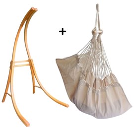 Support bois mélèze avec hamac chaise écru