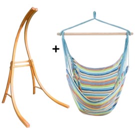 Support bois mélèze avec hamac chaise pastel