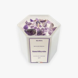 Bougie bijou pierres améthyste - parfum fleur de cerisier