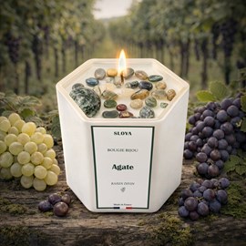 Bougie bijou pierres agate - parfum raisin divin