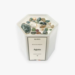 Bougie bijou pierres agate - parfum raisin divin