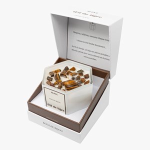 Bougie bijou pierres oeil de tigre - parfum ambre royal