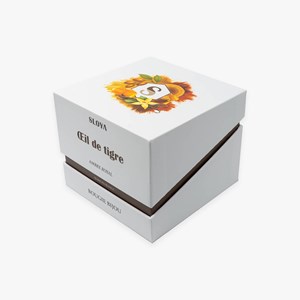 Bougie bijou pierres oeil de tigre - parfum ambre royal