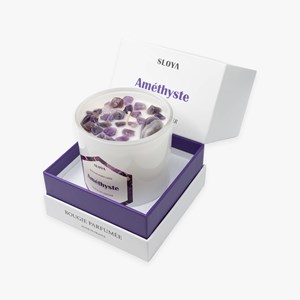 Bougie pierres améthyste - parfum fleur de cerisier