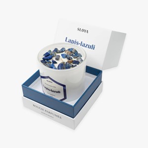 Bougie pierres lapis-lazuli - parfum oud impérial