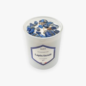 Bougie pierres lapis-lazuli - parfum oud impérial