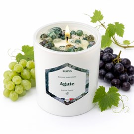 Bougie pierres agate - parfum raisin divin