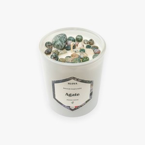 Bougie pierres agate - parfum raisin divin
