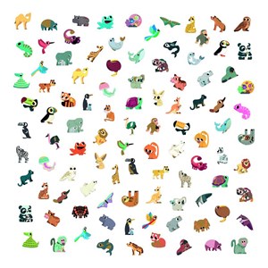 100 autocollants - animaux exotiques