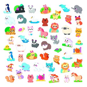 50 grandes gommettes animaux