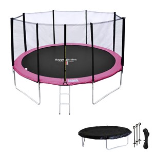 Trampoline ø 370cm réversible gris&nbsp;rose perth avec accessoires