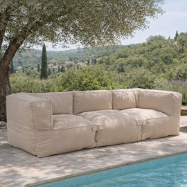Praiano salon de jardin modulable 3 places beige en tissu déperlant