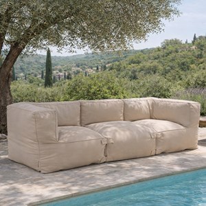 Praiano salon de jardin modulable 3 places beige en tissu déperlant