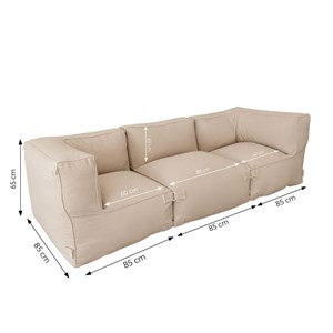 Praiano salon de jardin modulable 3 places beige en tissu déperlant