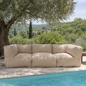 Praiano salon de jardin modulable 3 places beige en tissu déperlant