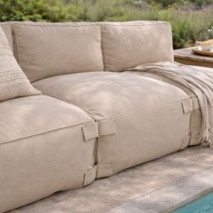 Praiano salon de jardin modulable 3 places beige en tissu déperlant