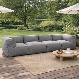 Praiano salon de jardin modulable 4 places gris en tissu déperlant