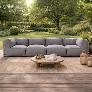 Praiano salon de jardin modulable 4 places gris en tissu déperlant