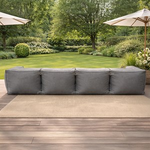 Praiano salon de jardin modulable 4 places gris en tissu déperlant