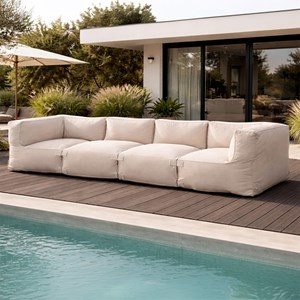 Praiano salon de jardin modulable 4 places beige en tissu déperlant