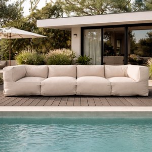 Praiano salon de jardin modulable 4 places beige en tissu déperlant