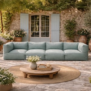 Praiano salon de jardin modulable 4 places vert en tissu déperlant