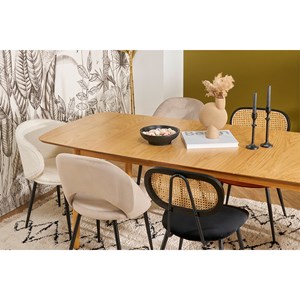 Chaises noires en tissu velours, métal et cannage rotin (lot de 2) swann