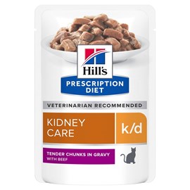 Patee chat adult prescription diets k&nbsp;d kidney care boeuf (sachet) - hill's