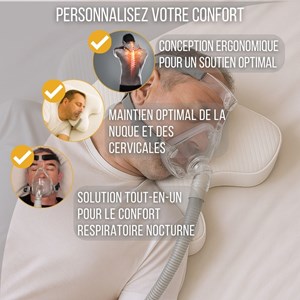 Ensemble oreiller ppc, cpap ergonomique réglable + taie rafraîchissante