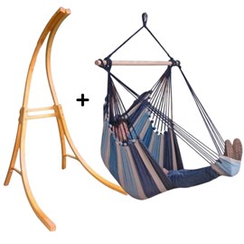 Support bois mélèze avec hamac chaise géant marine