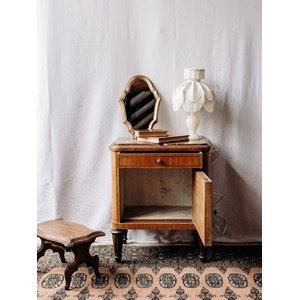 Table de chevet en bois et marbre n°1192