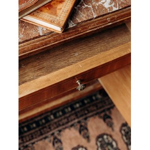 Table de chevet en bois et marbre n°1192