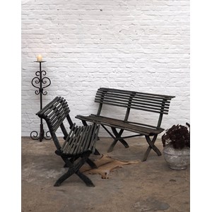 Paire de bancs en bois patiné n°320