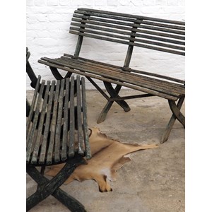 Paire de bancs en bois patiné n°320