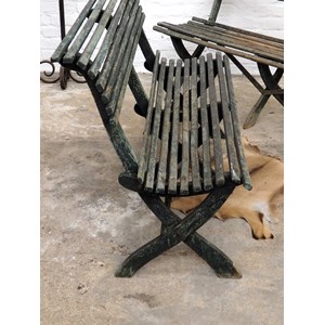 Paire de bancs en bois patiné n°320