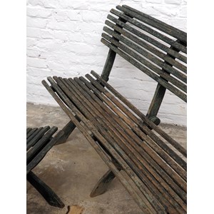 Paire de bancs en bois patiné n°320