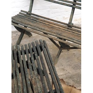 Paire de bancs en bois patiné n°320