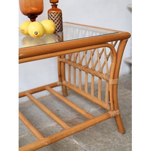 Table basse en bambou et verre n°463