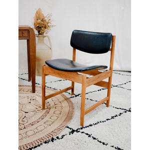 Chaise en teck et simili cuir n°1257