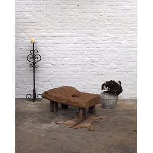 Table basse brutaliste en chêne n°448