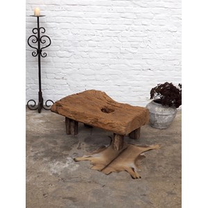 Table basse brutaliste en chêne n°448