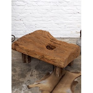 Table basse brutaliste en chêne n°448