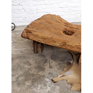 Table basse brutaliste en chêne n°448