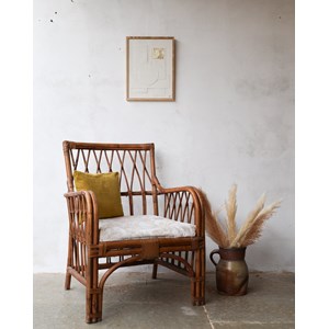 Grand fauteuil en bambou et tissu n°691