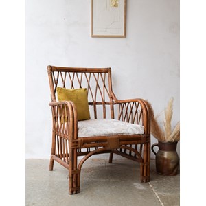 Grand fauteuil en bambou et tissu n°691