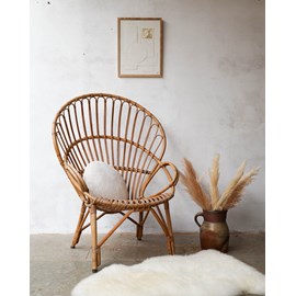 Grand fauteuil en rotin clair n°692