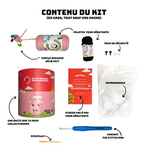 Pipo le cochon - kit crochet débutant avec vidéos - accessible à tous